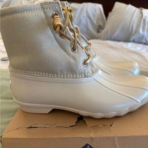 Sperry Saltwater Sparkle Gold Boots